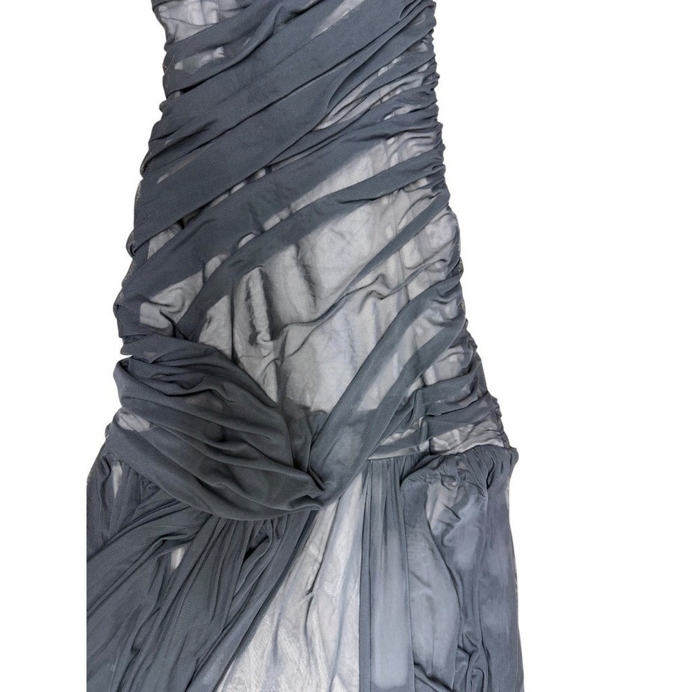 VICI Black One Shoulder Ruched Mesh Mermaid Maxi Dress Formal Evening XL NWT! - Picture 13 of 15